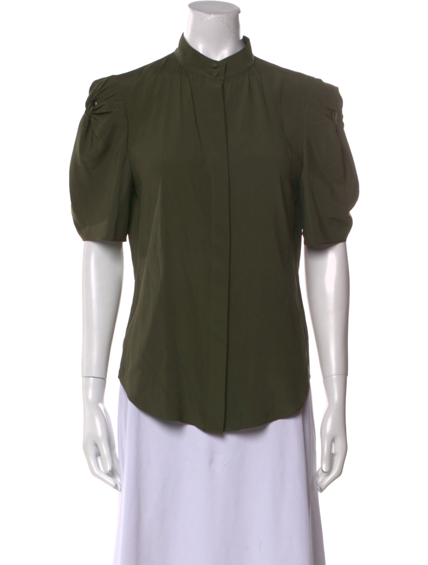 FRAME Silk Short Sleeve Button-Up Top