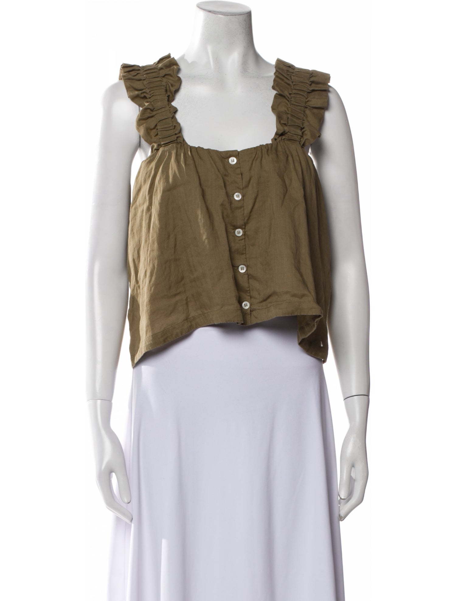 FRAME Square Neckline Sleeveless Crop Top