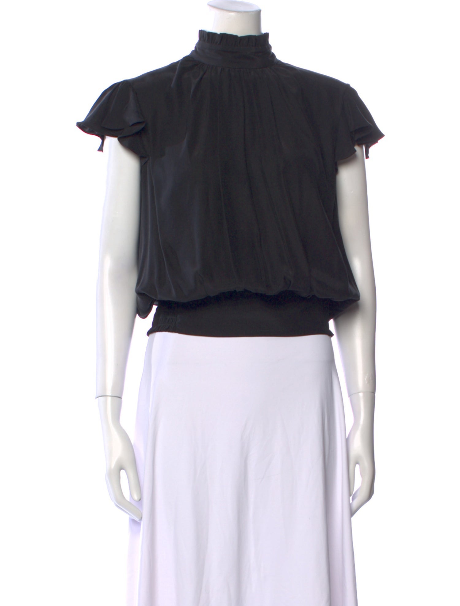 FRAME Silk Mock Neck Crop Top