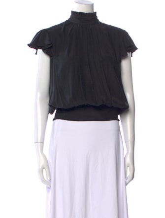 FRAME Silk Mock Neck Crop Top