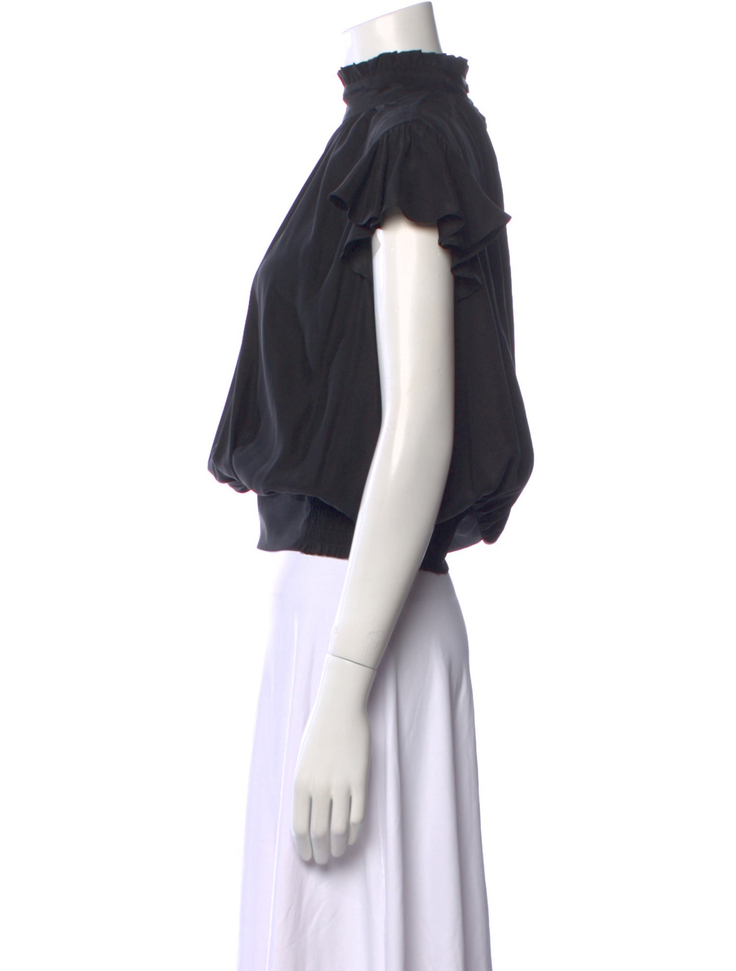 FRAME Silk Mock Neck Crop Top