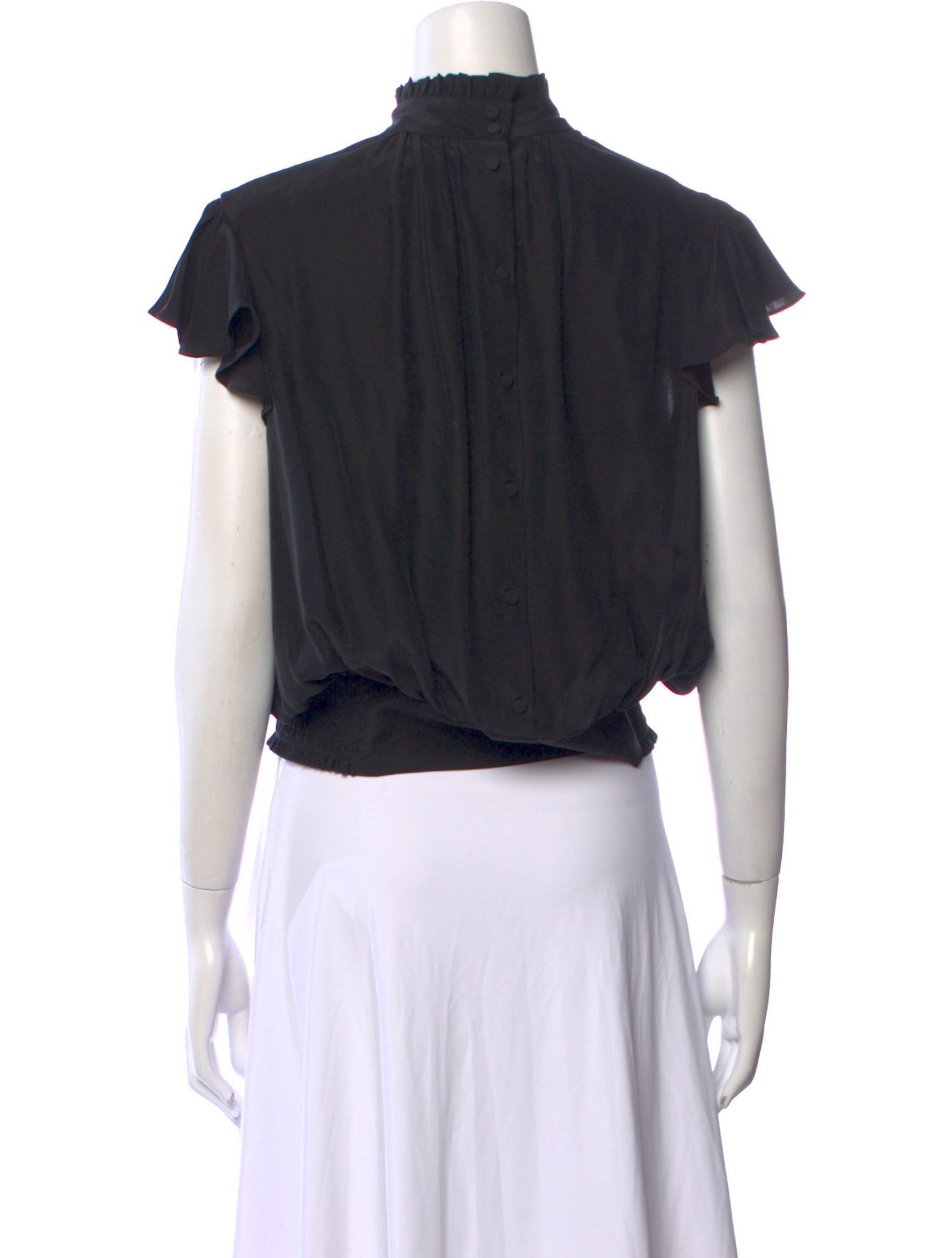 FRAME Silk Mock Neck Crop Top