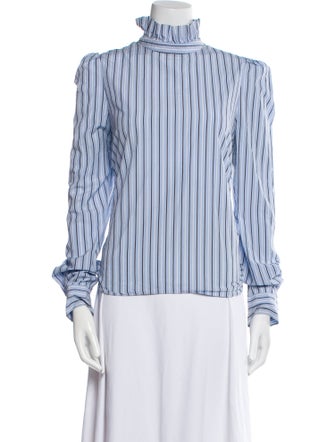 FRAME Striped Mock Neck Blouse
