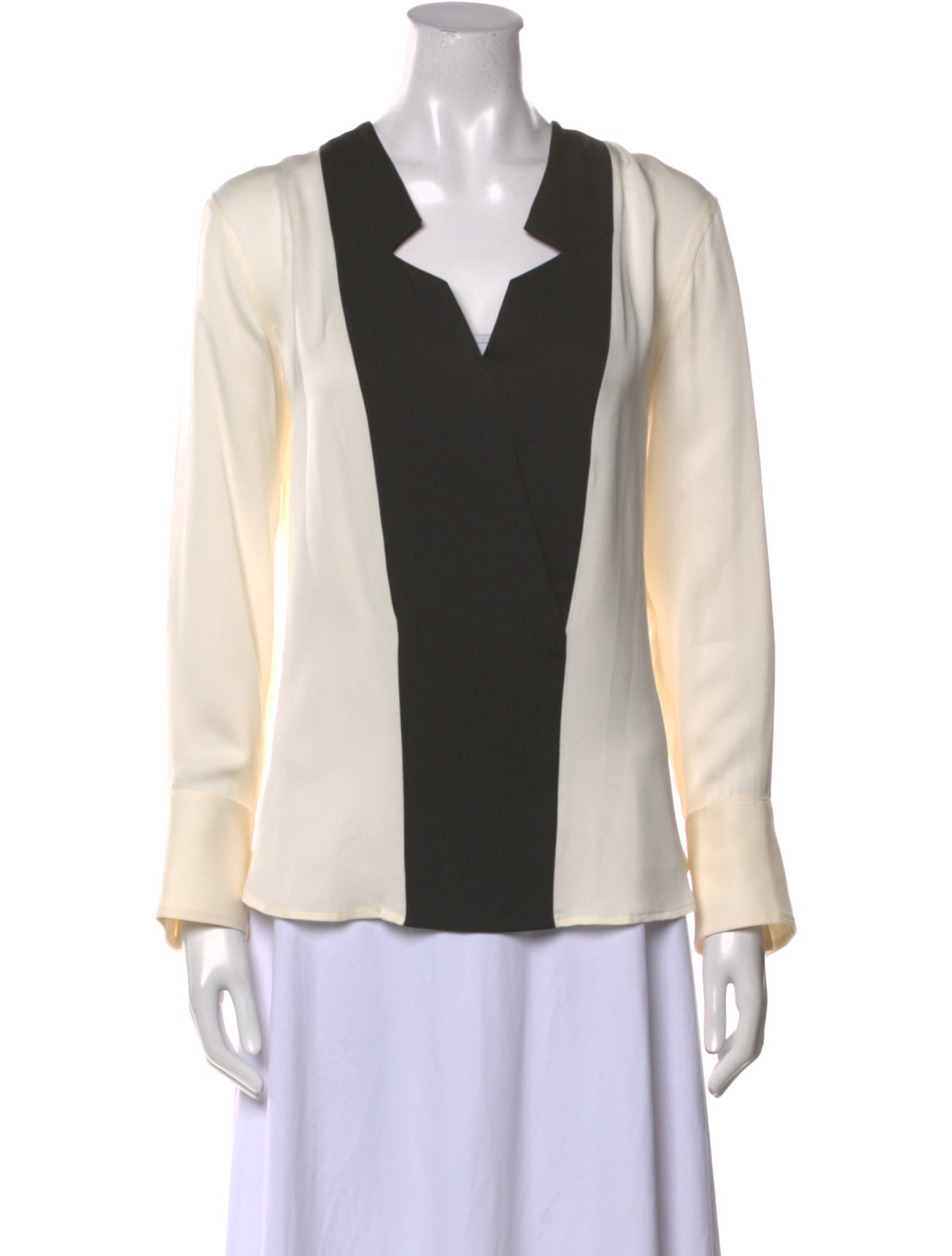 FRAME Silk Colorblock Pattern Blouse