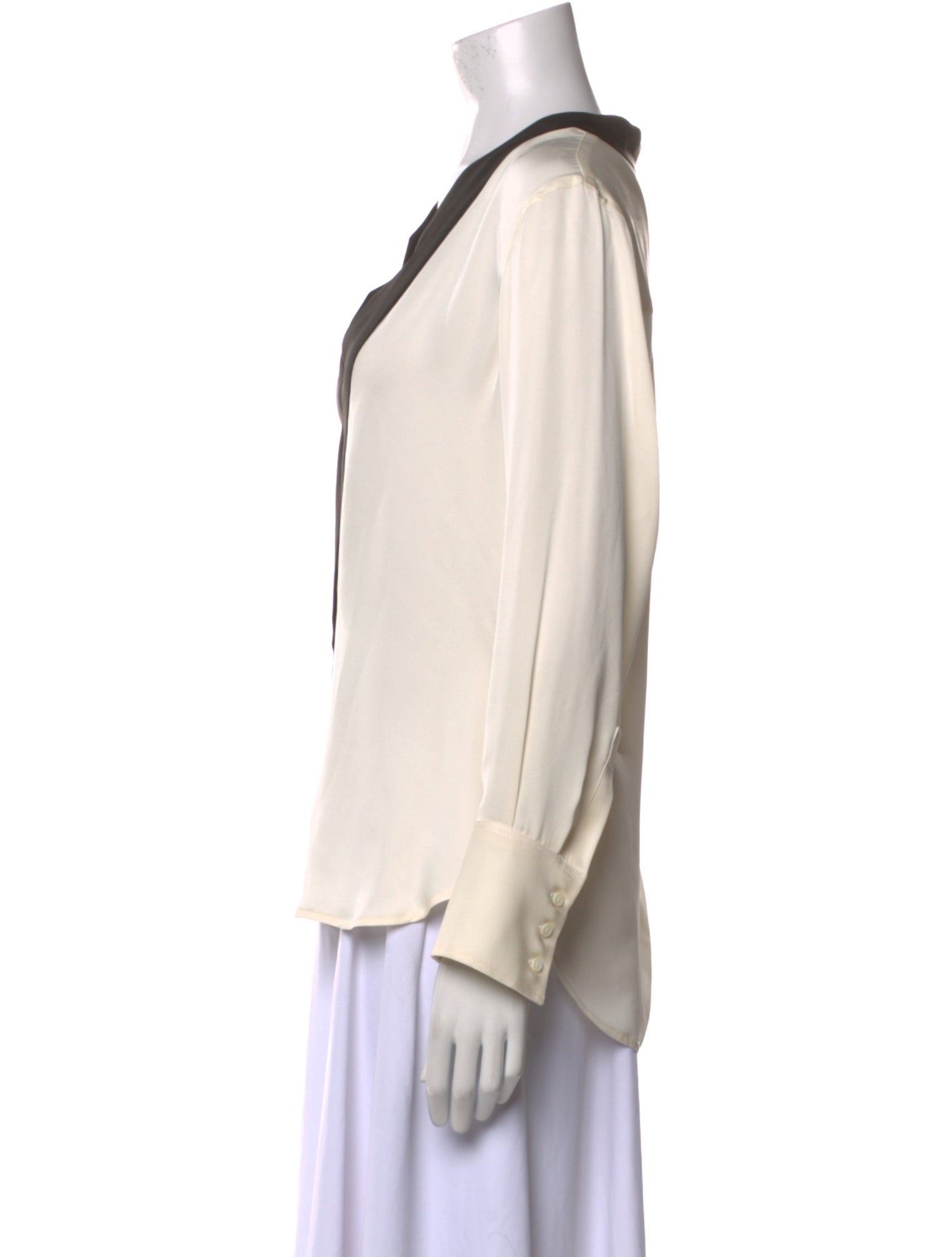 FRAME Silk Colorblock Pattern Blouse