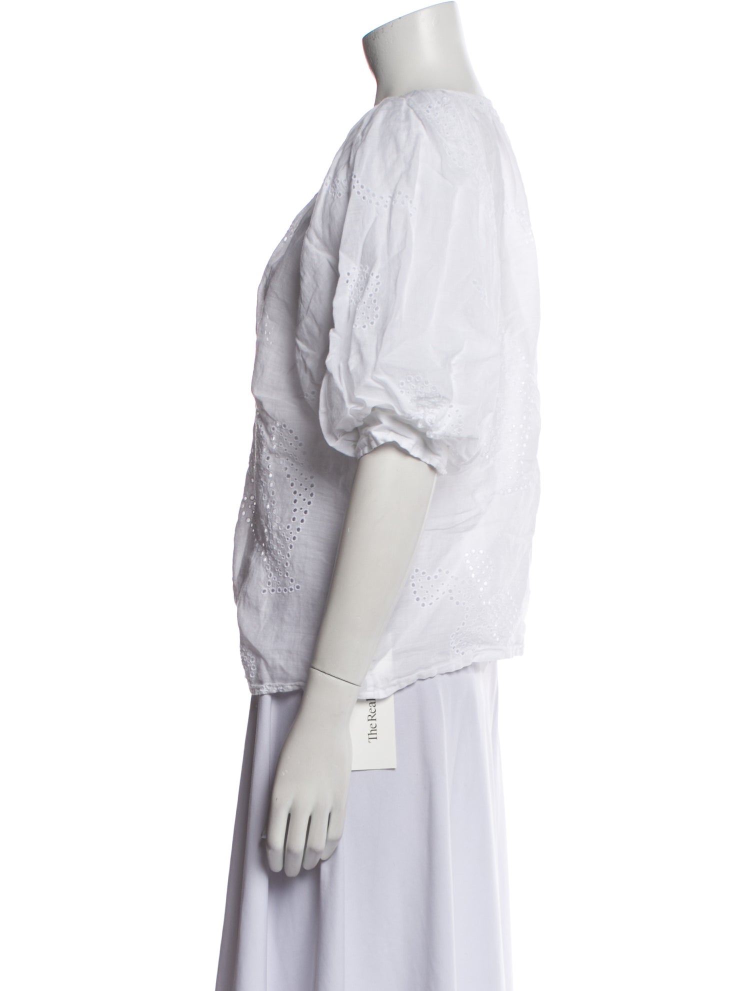 FRAME V-Neck Three-Quarter Sleeve Button-Up Top