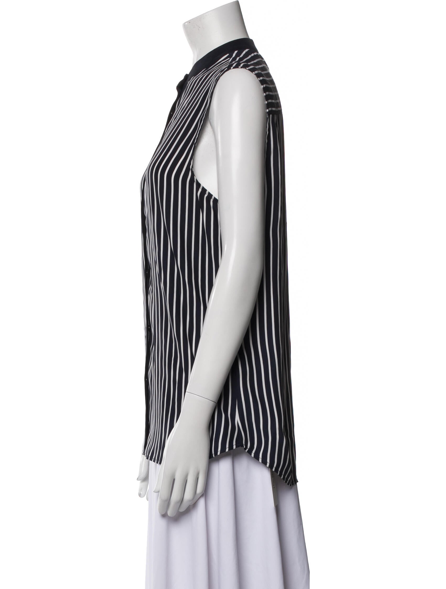 FRAME Silk Striped Button-Up Top