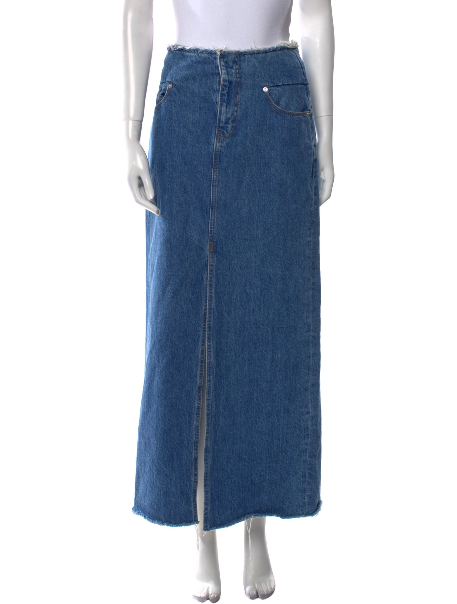 FRAME Raw-Edge Trim Long Skirt