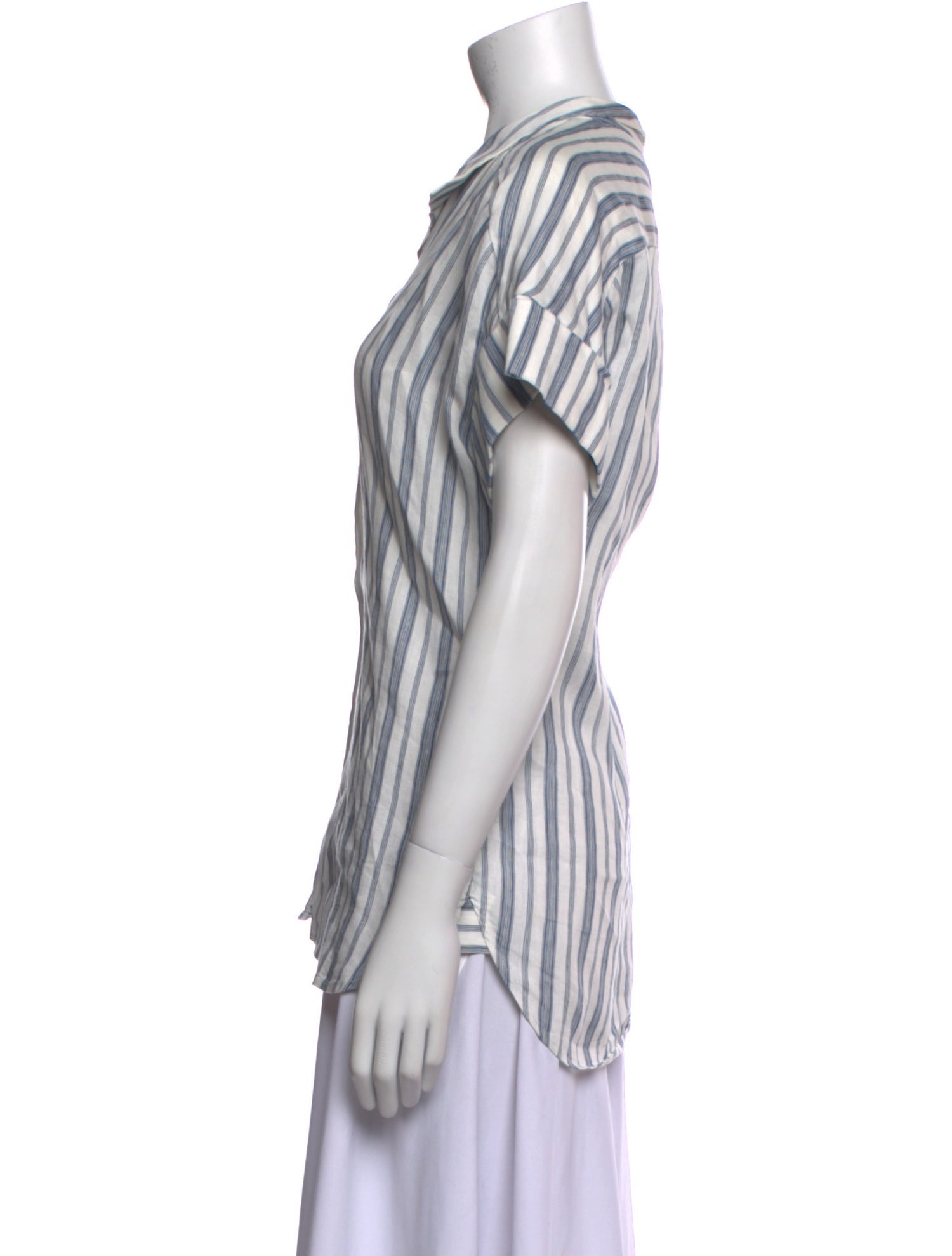 FRAME Linen Striped Button-Up Top