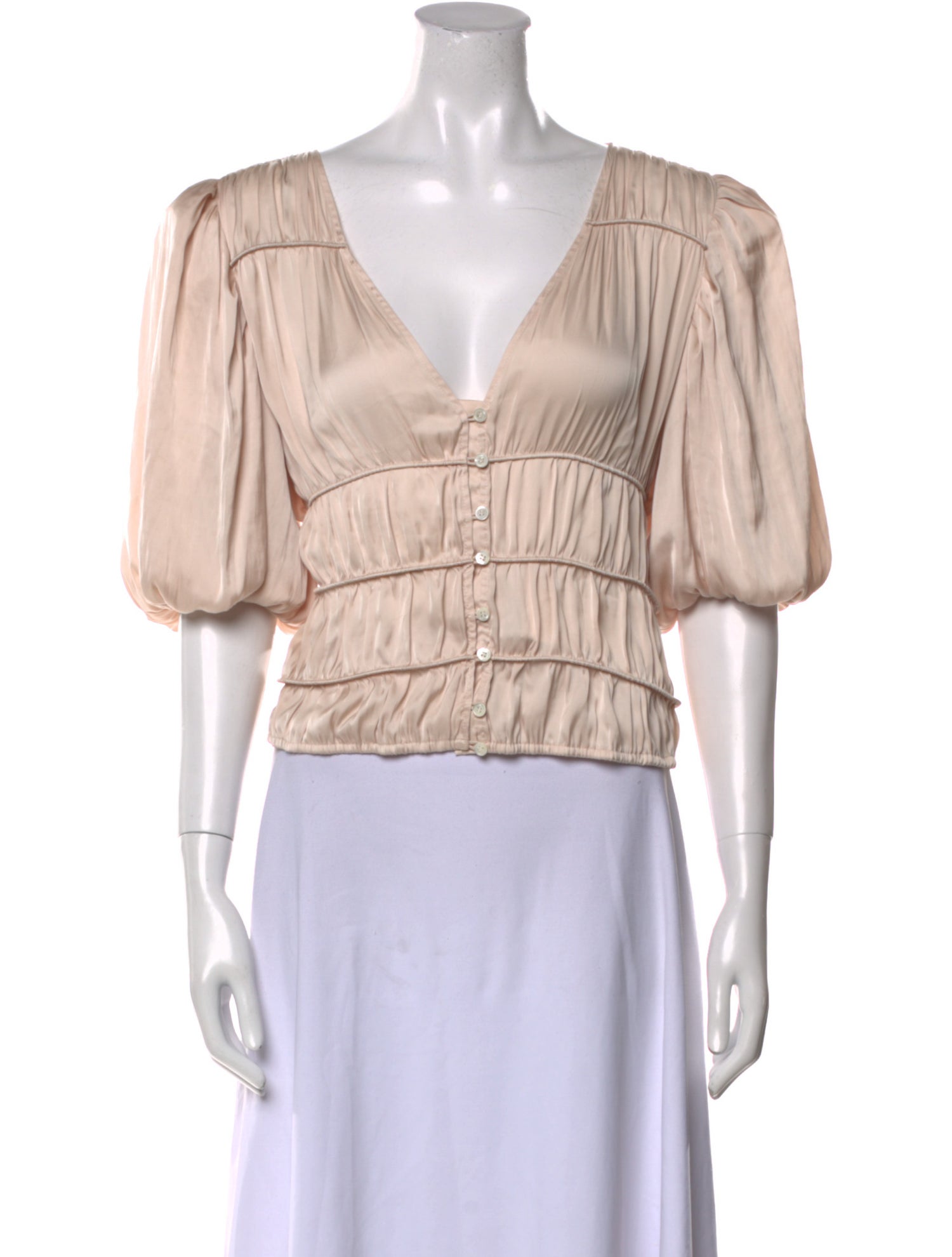 FRAME V-Neck Short Sleeve Crop Top