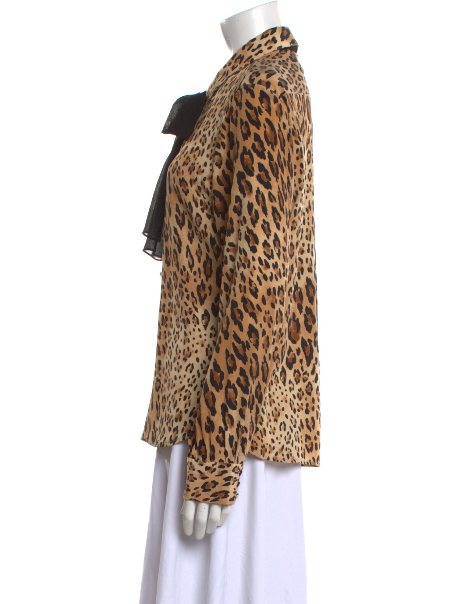 FRAME Silk Animal Print Button-Up Top