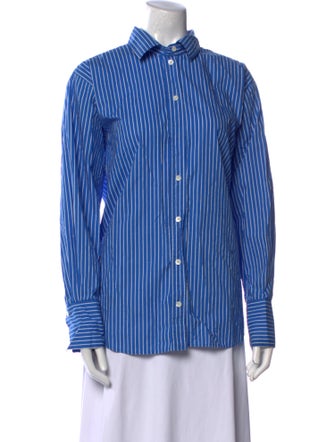 FRAME Striped Long Sleeve Button-Up Top
