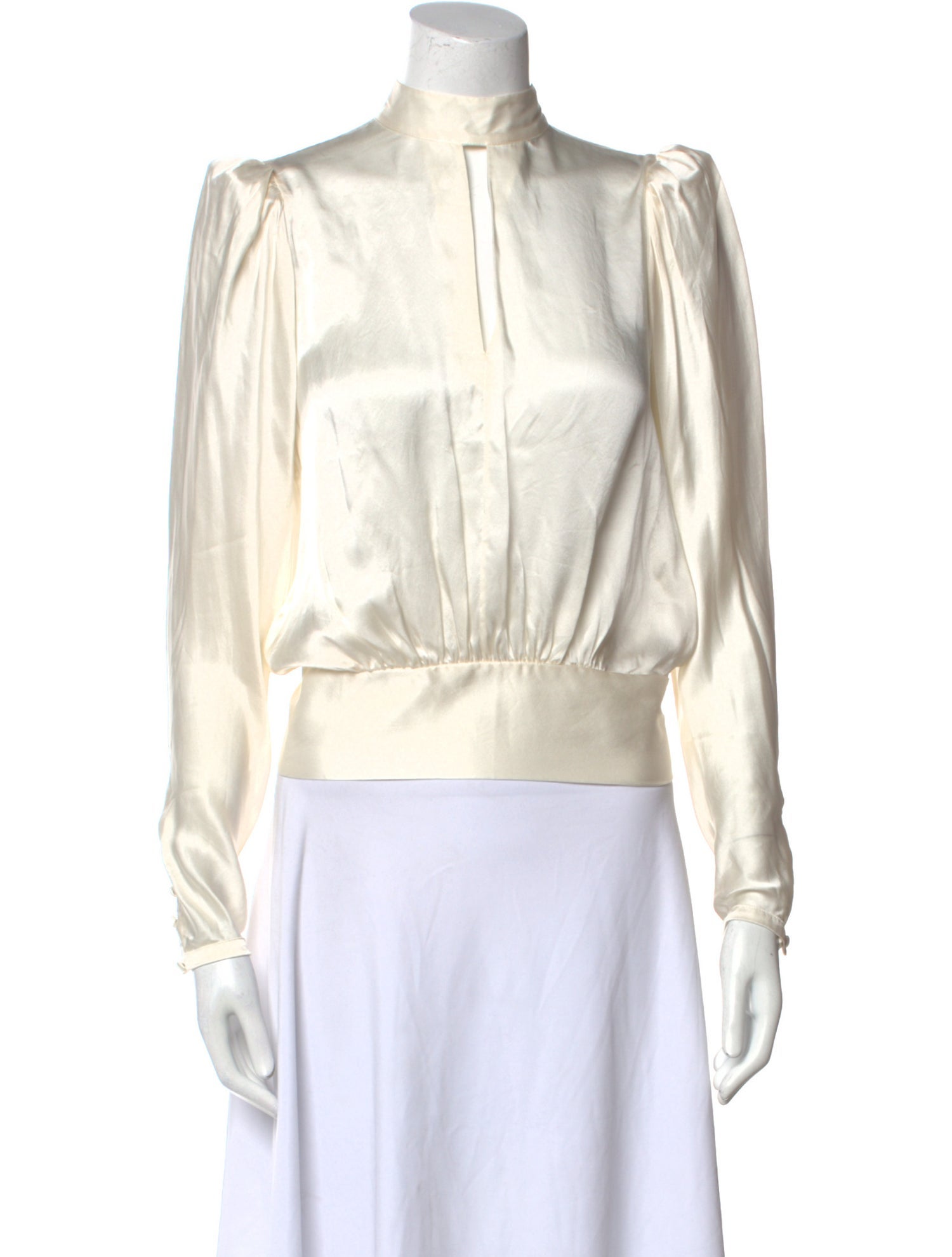 FRAME Silk Mock Neck Crop Top