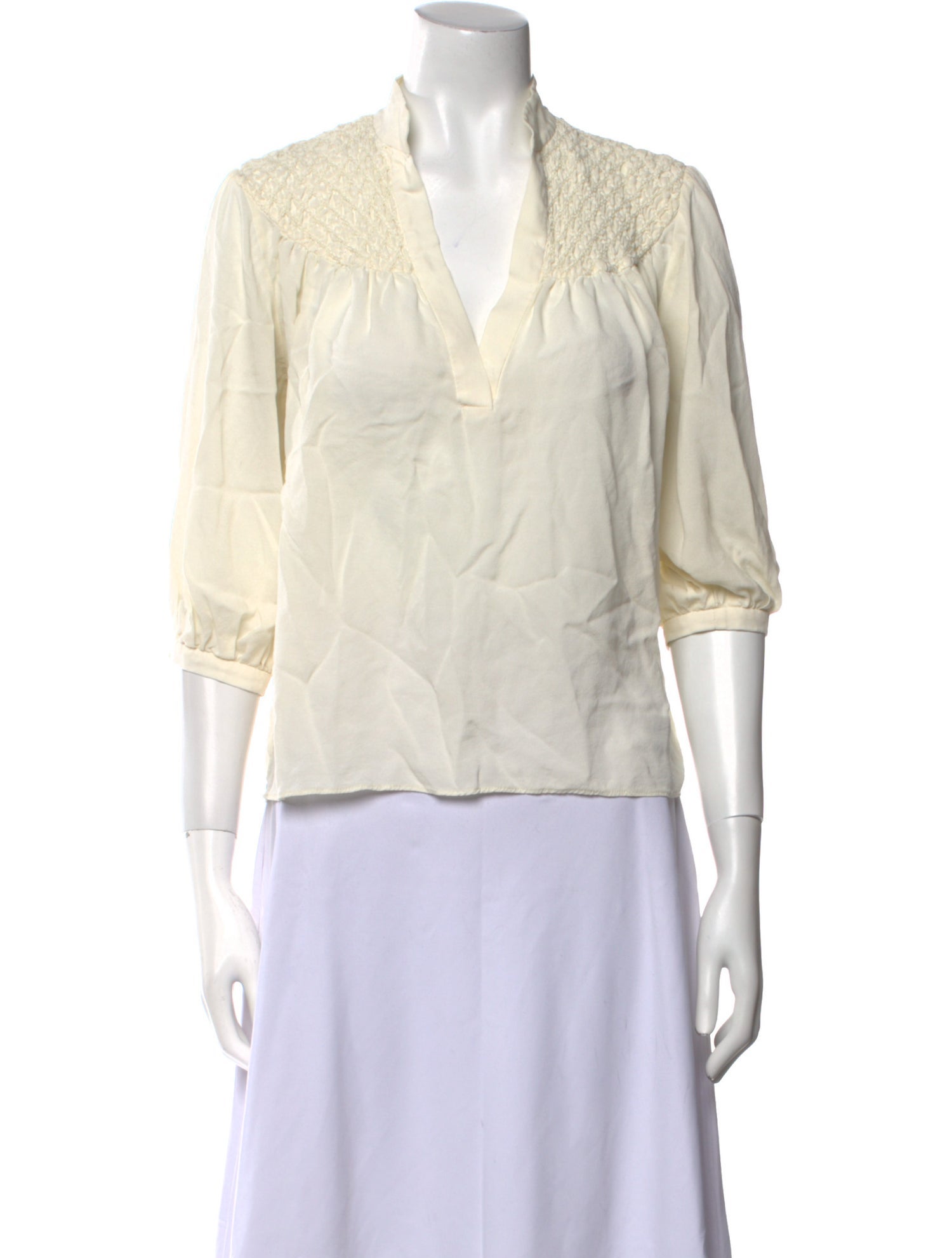 FRAME Silk V-Neck Blouse