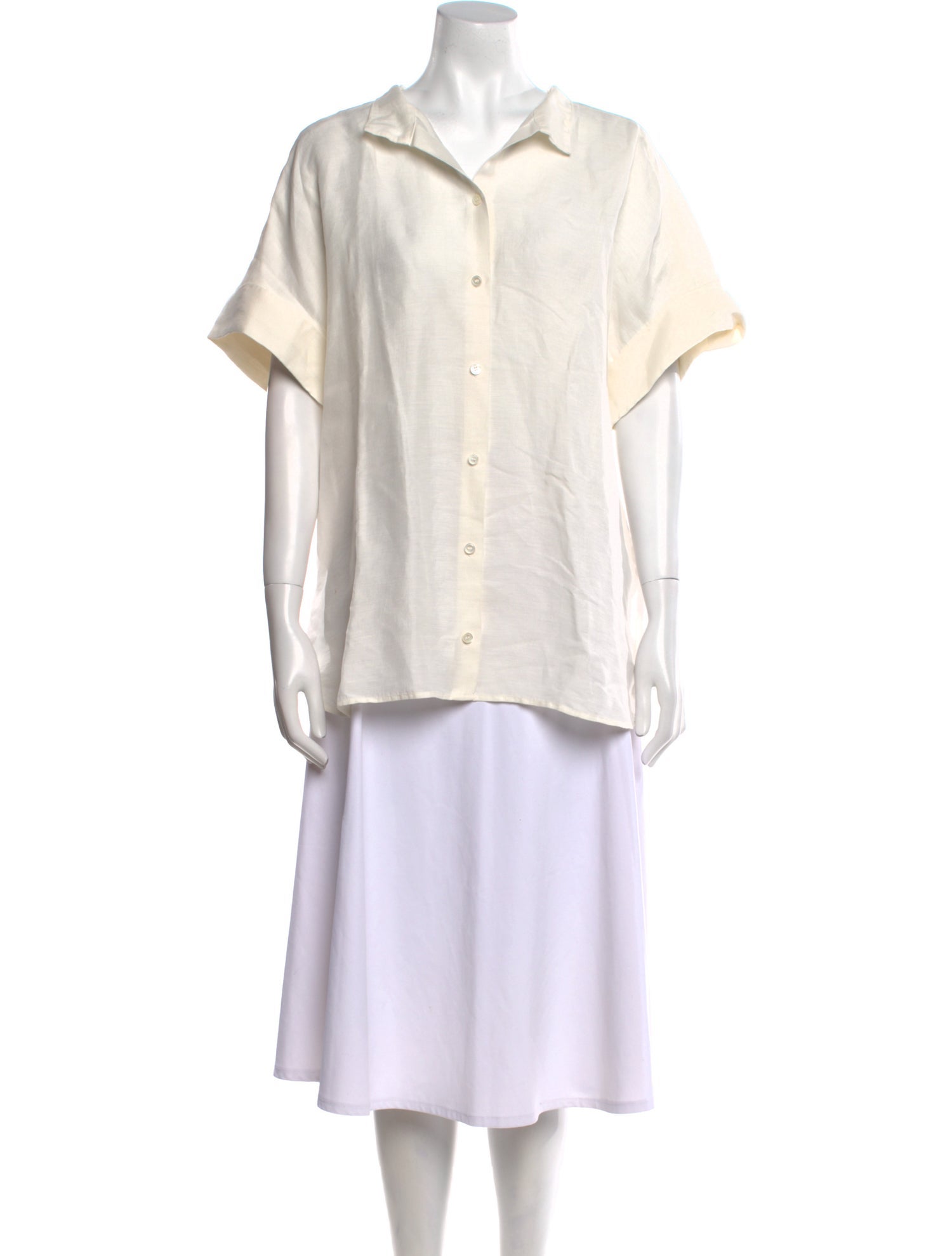 FRAME Linen Short Sleeve Button-Up Top