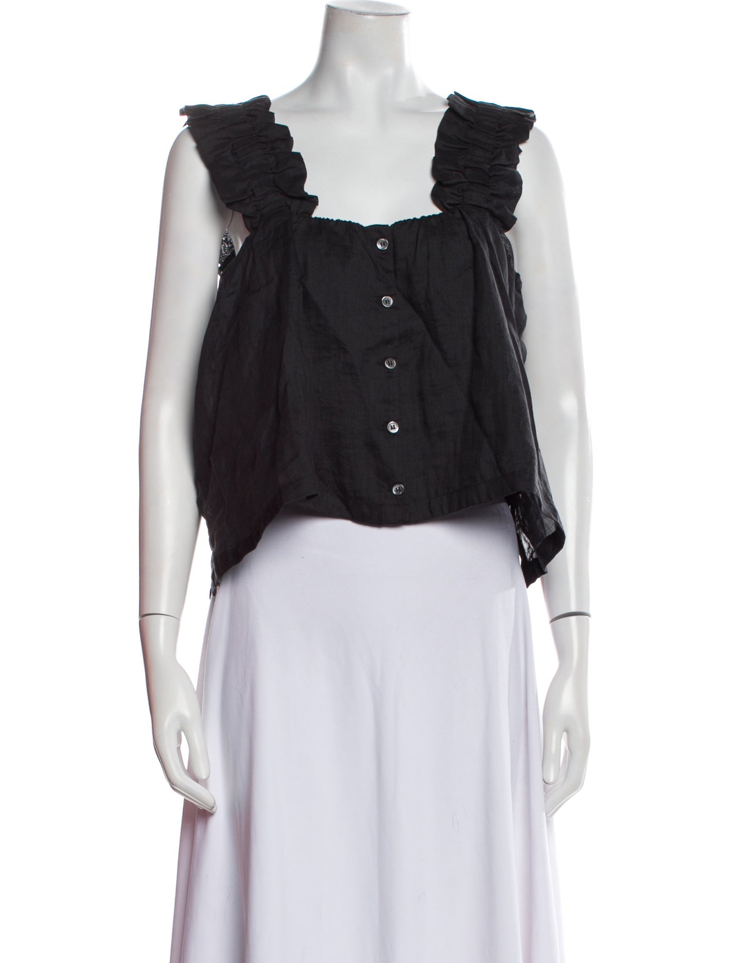 FRAME Square Neckline Sleeveless Crop Top