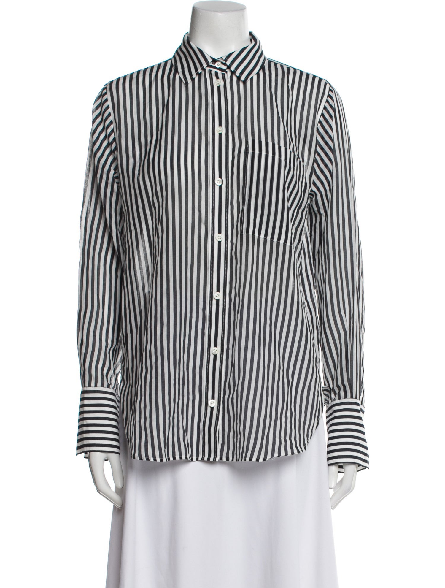 FRAME Striped Long Sleeve Button-Up Top