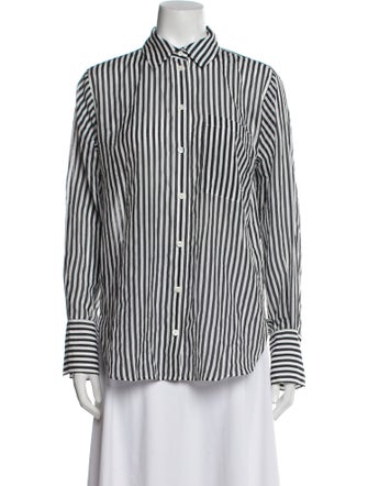 FRAME Striped Long Sleeve Button-Up Top