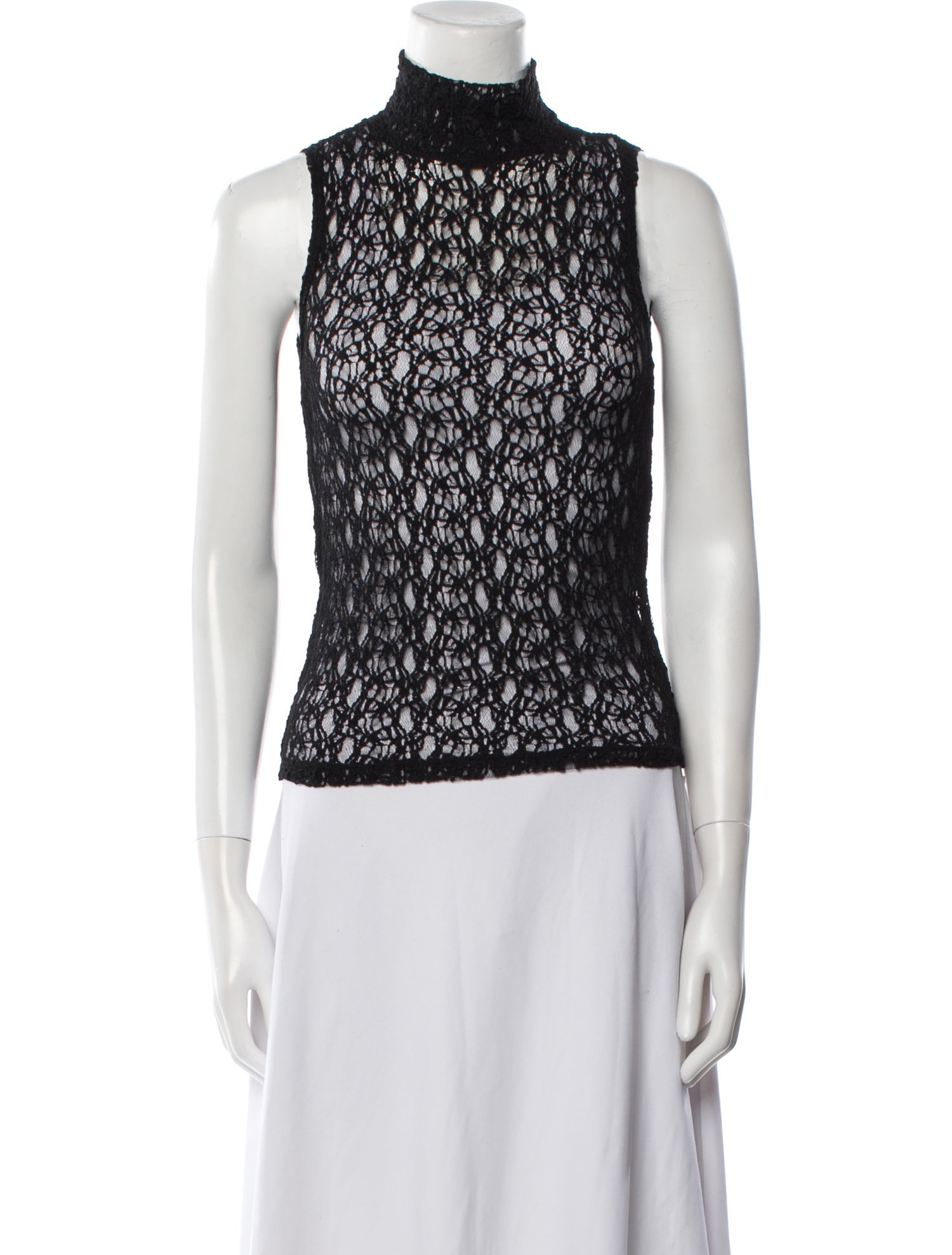 FRAME Lace Pattern Mock Neck Top