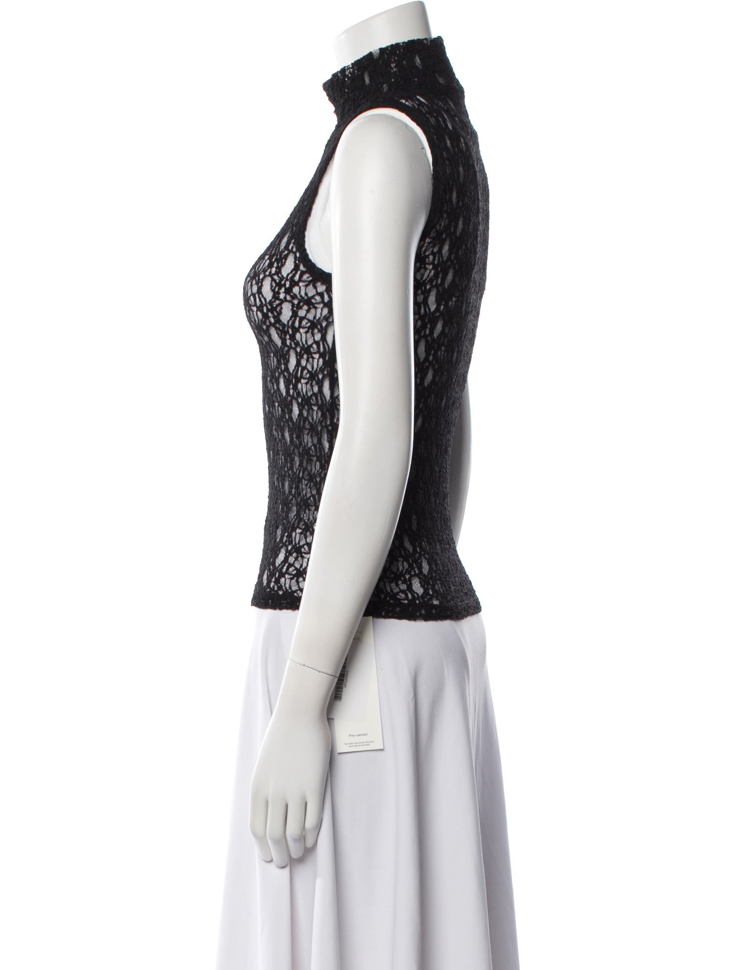 FRAME Lace Pattern Mock Neck Top