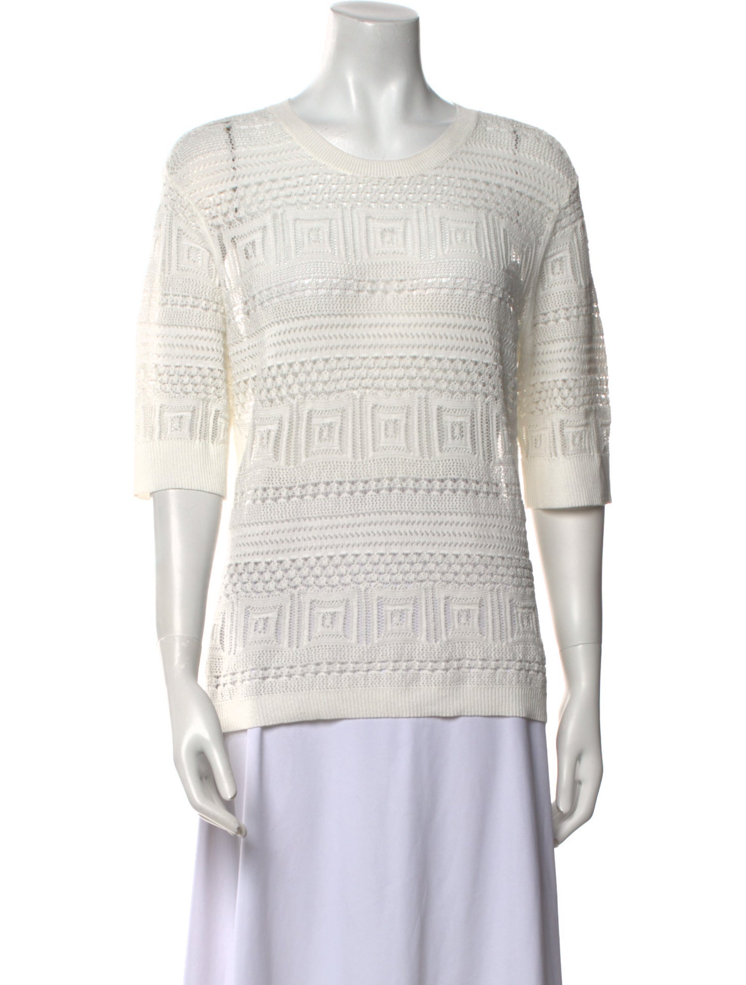 FRAME Patterned Scoop Neck Sweater