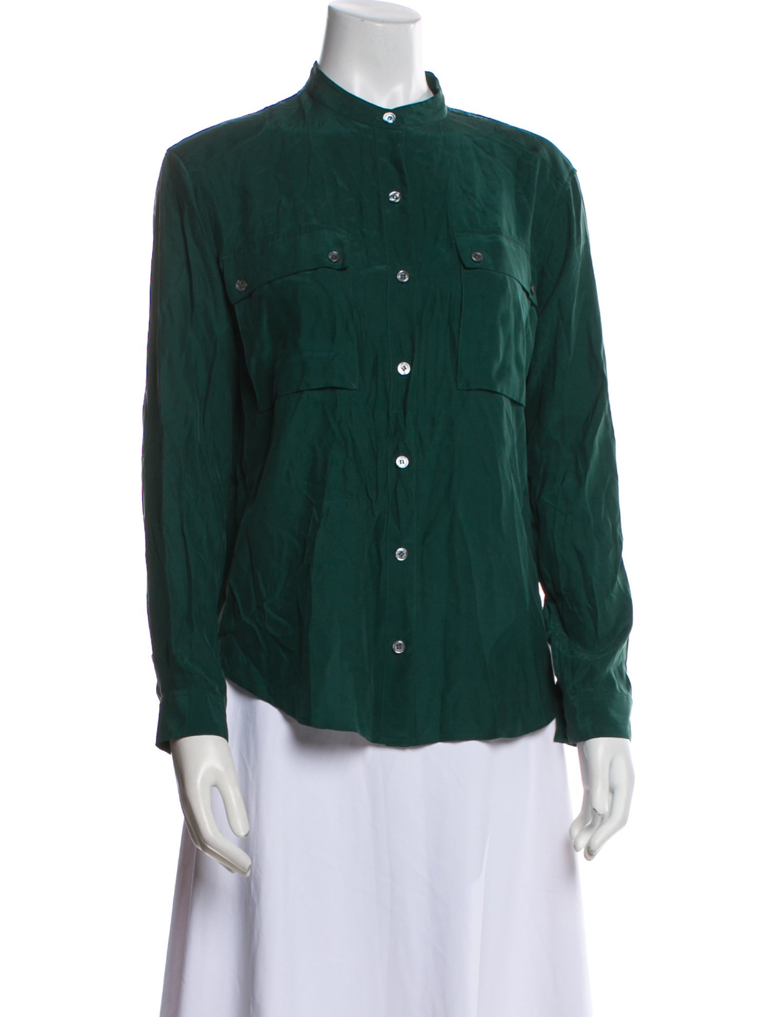 FRAME Silk Long Sleeve Button-Up Top