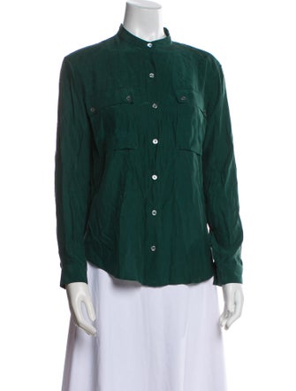 FRAME Silk Long Sleeve Button-Up Top