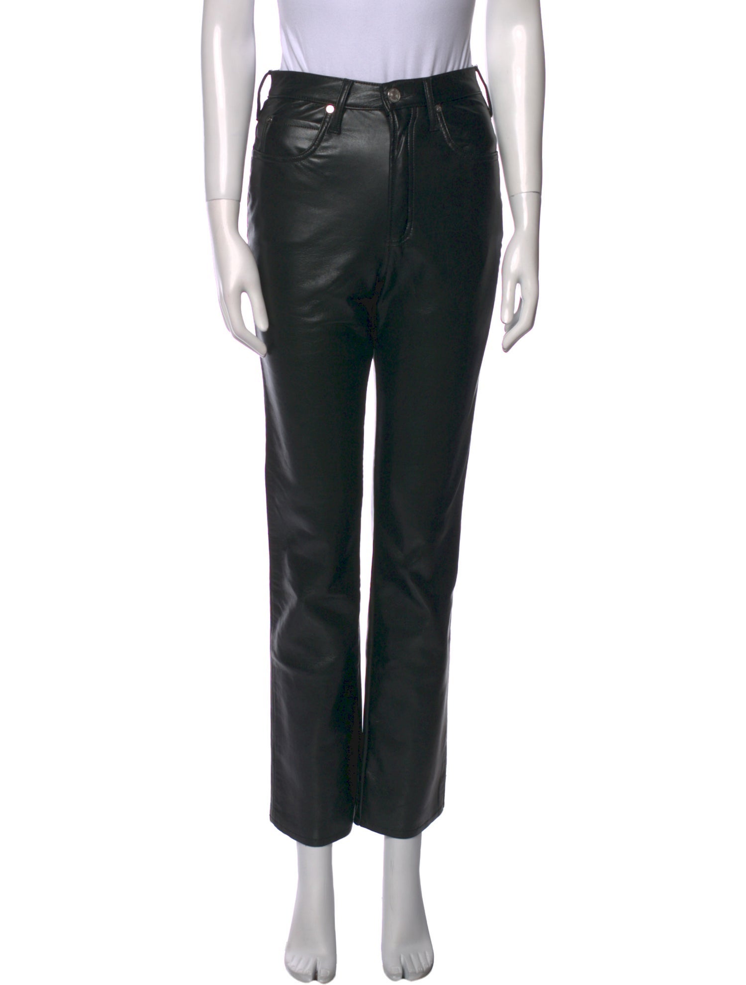 FRAME Leather Straight Leg Pants