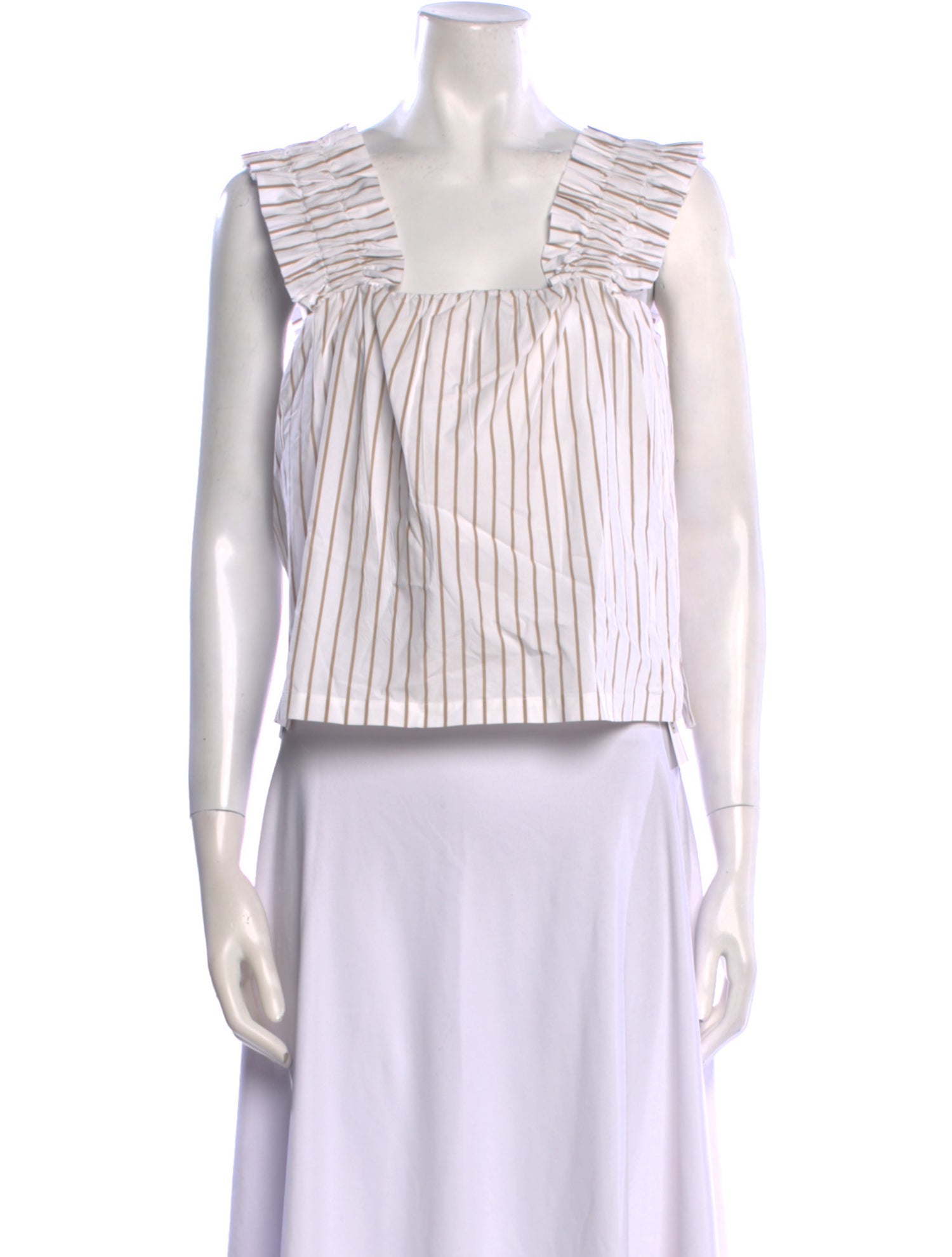 FRAME Striped Square Neckline Crop Top