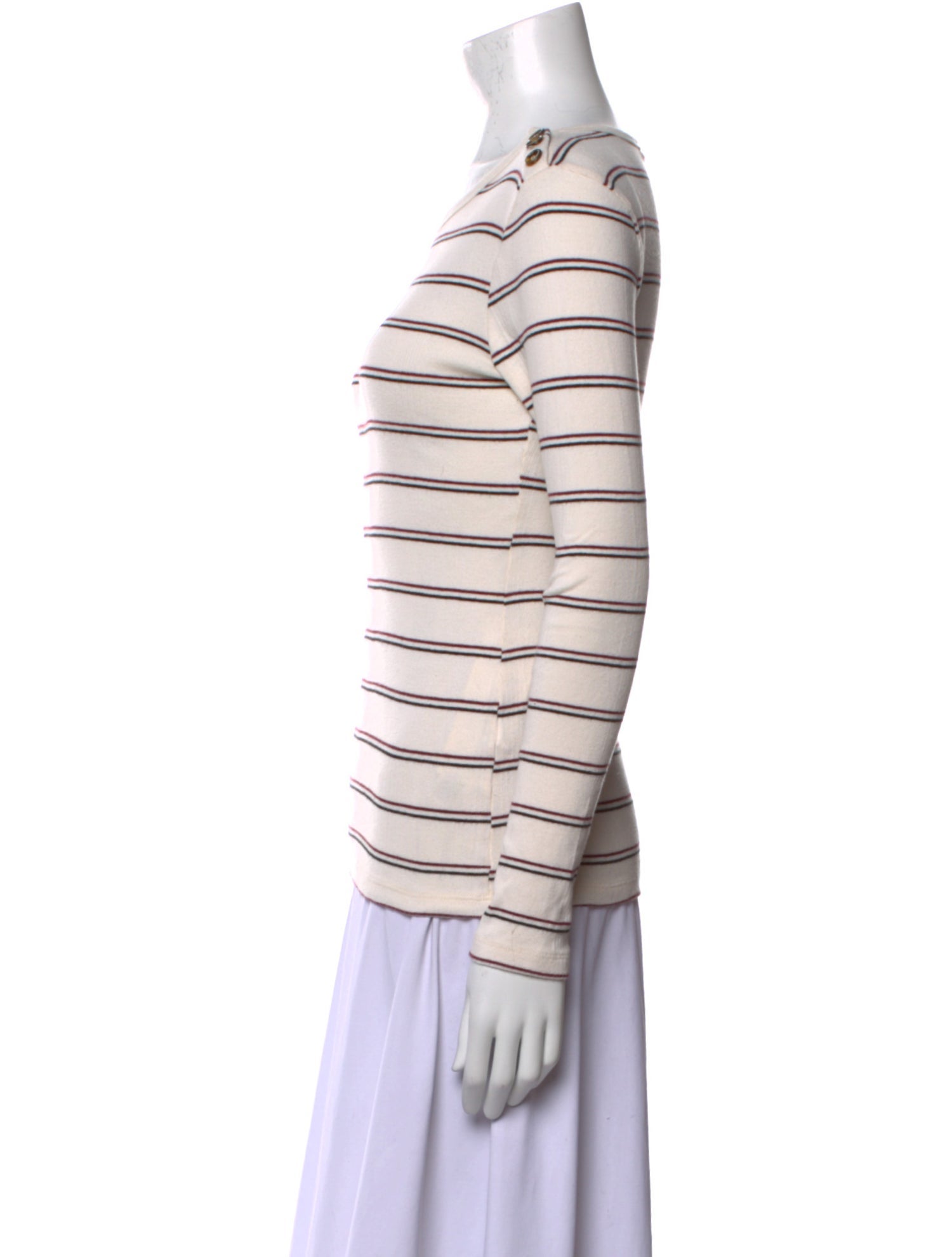 FRAME Striped Bateau Neckline Top