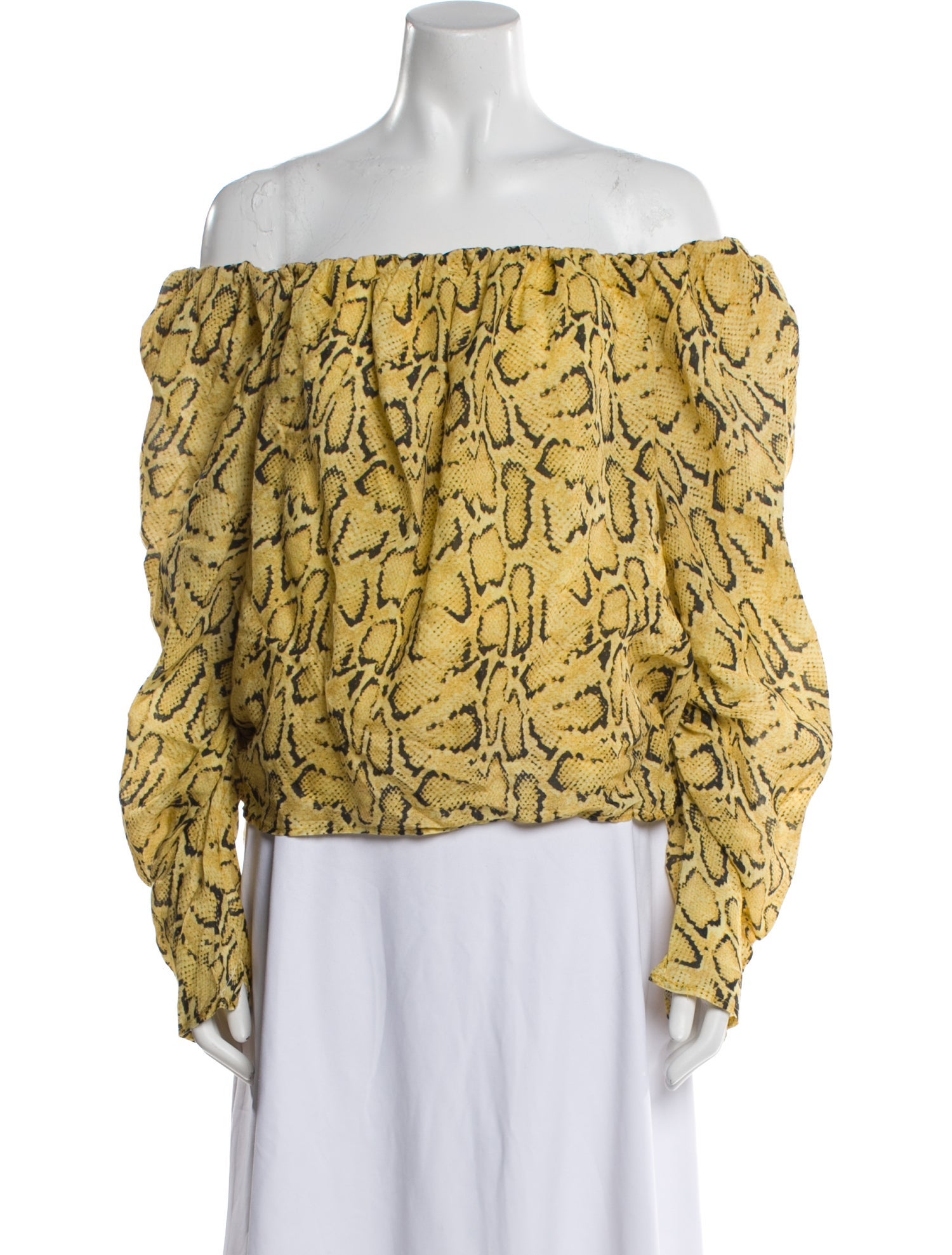 FRAME Printed Off-The-Shoulder Blouse