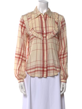 FRAME Plaid Print Long Sleeve Button-Up Top