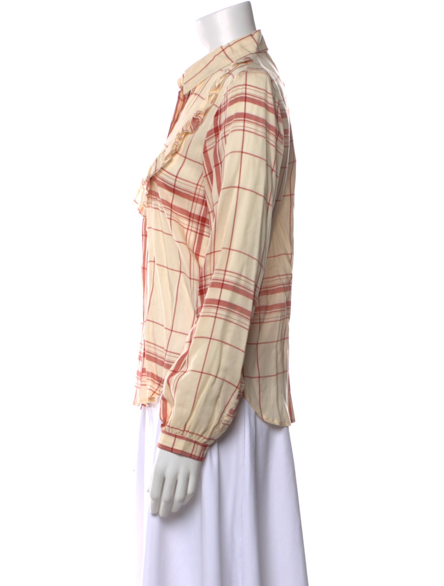 FRAME Plaid Print Long Sleeve Button-Up Top