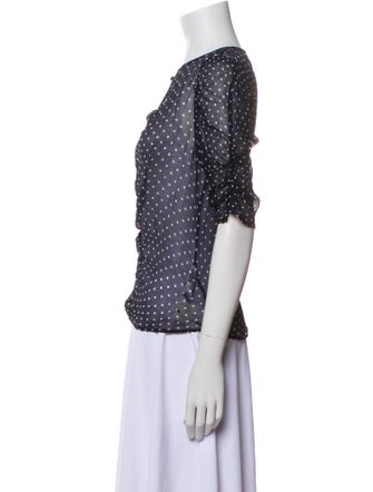 FRAME Polka Dot Print V-Neck Blouse