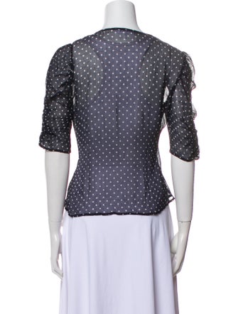 FRAME Polka Dot Print V-Neck Blouse