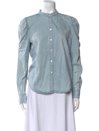 FRAME Mock Neck Long Sleeve Button-Up Top