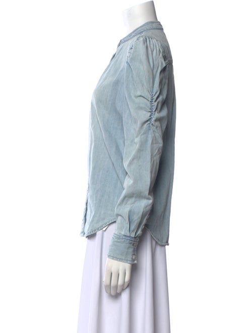 FRAME Mock Neck Long Sleeve Button-Up Top