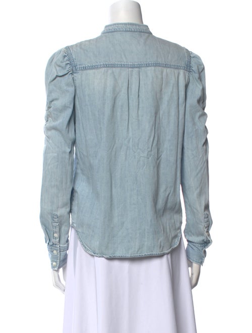 FRAME Mock Neck Long Sleeve Button-Up Top