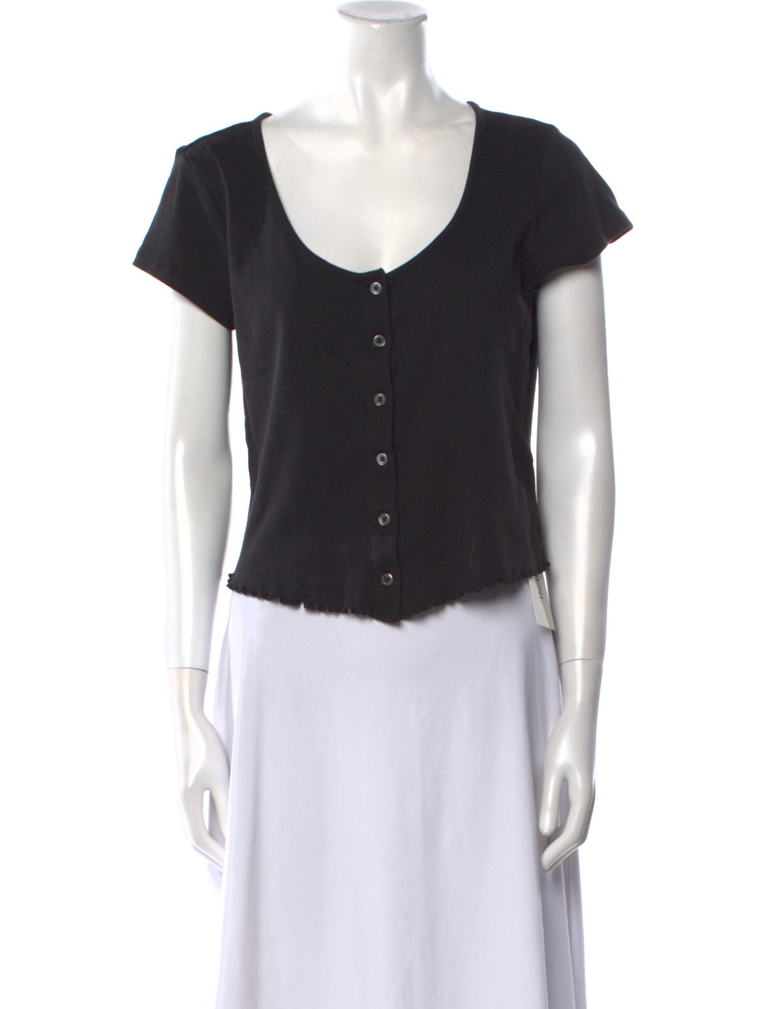 FRAME Scoop Neck Short Sleeve Crop Top