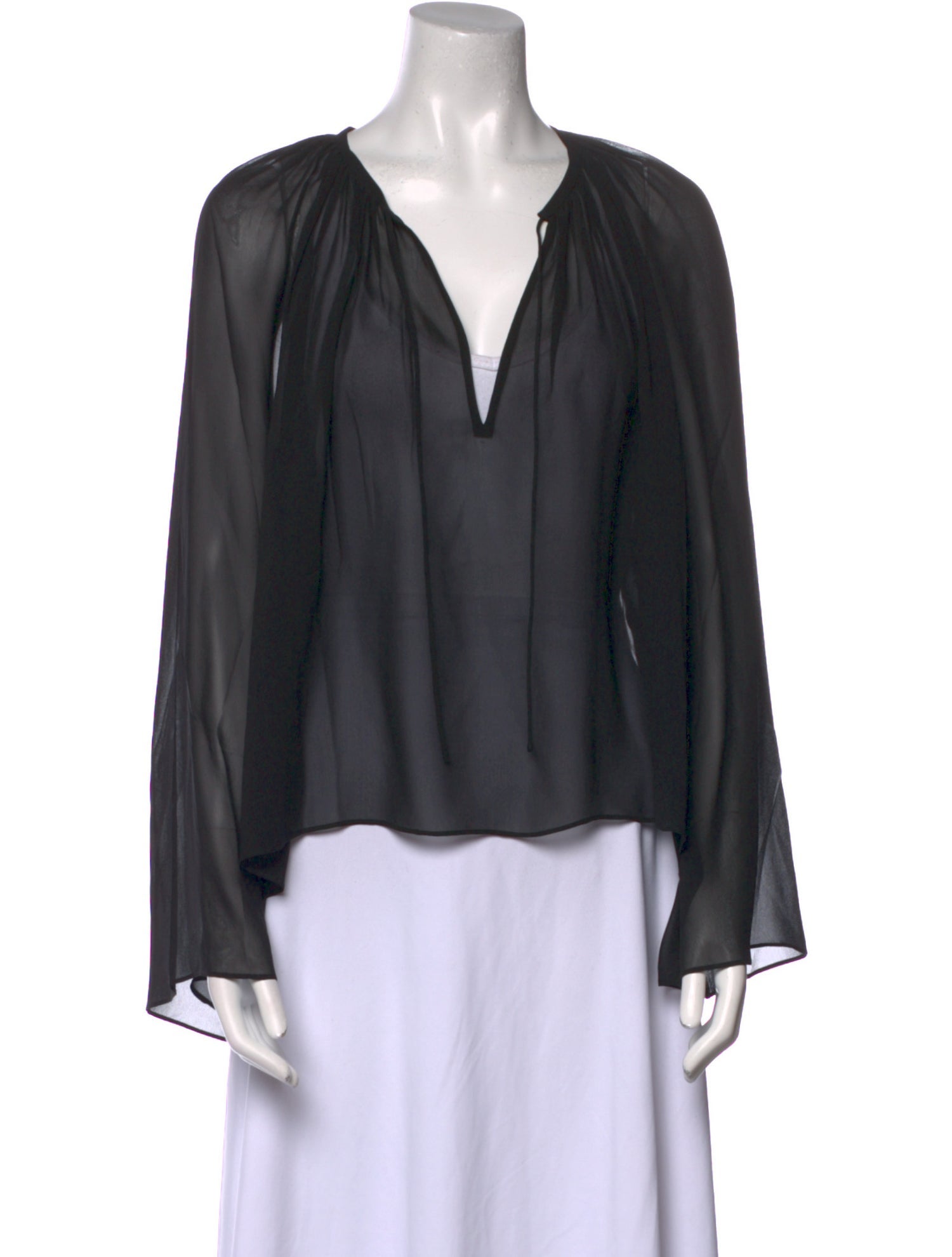 FRAME Silk V-Neck Blouse