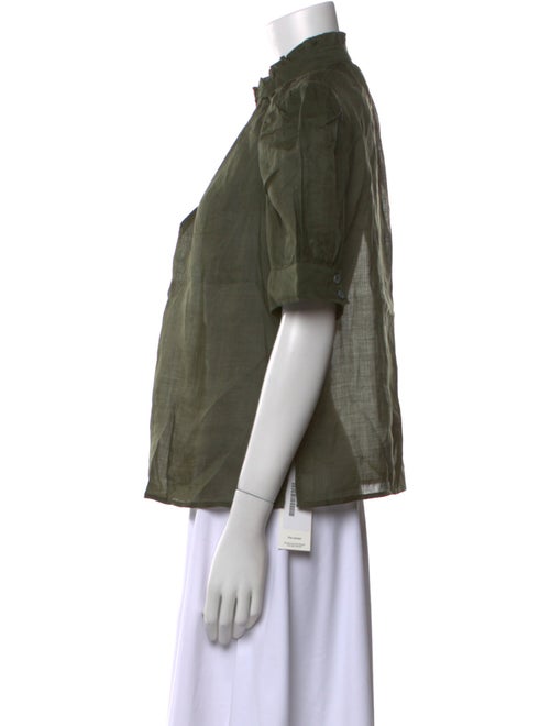 FRAME Mock Neck Short Sleeve Button-Up Top