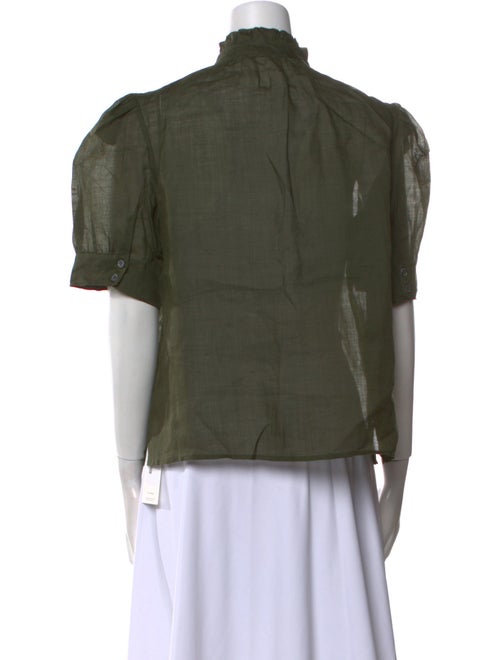 FRAME Mock Neck Short Sleeve Button-Up Top