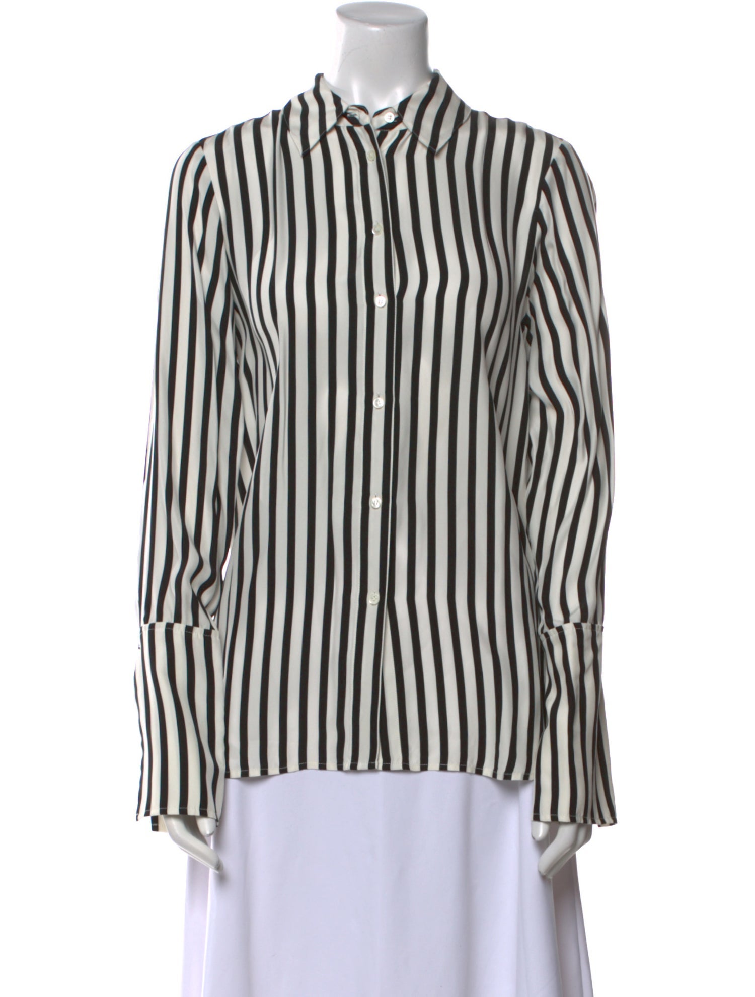 FRAME Silk Striped Button-Up Top
