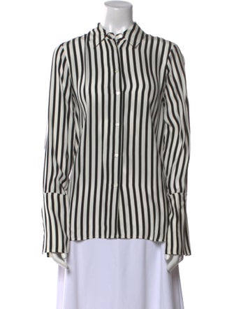 FRAME Silk Striped Button-Up Top