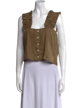 FRAME Square Neckline Sleeveless Crop Top