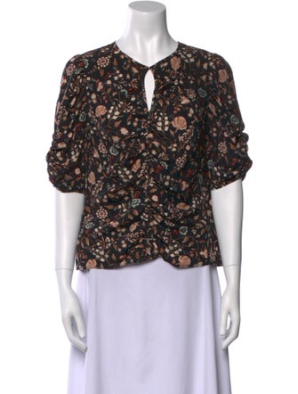 FRAME Silk Floral Print Blouse