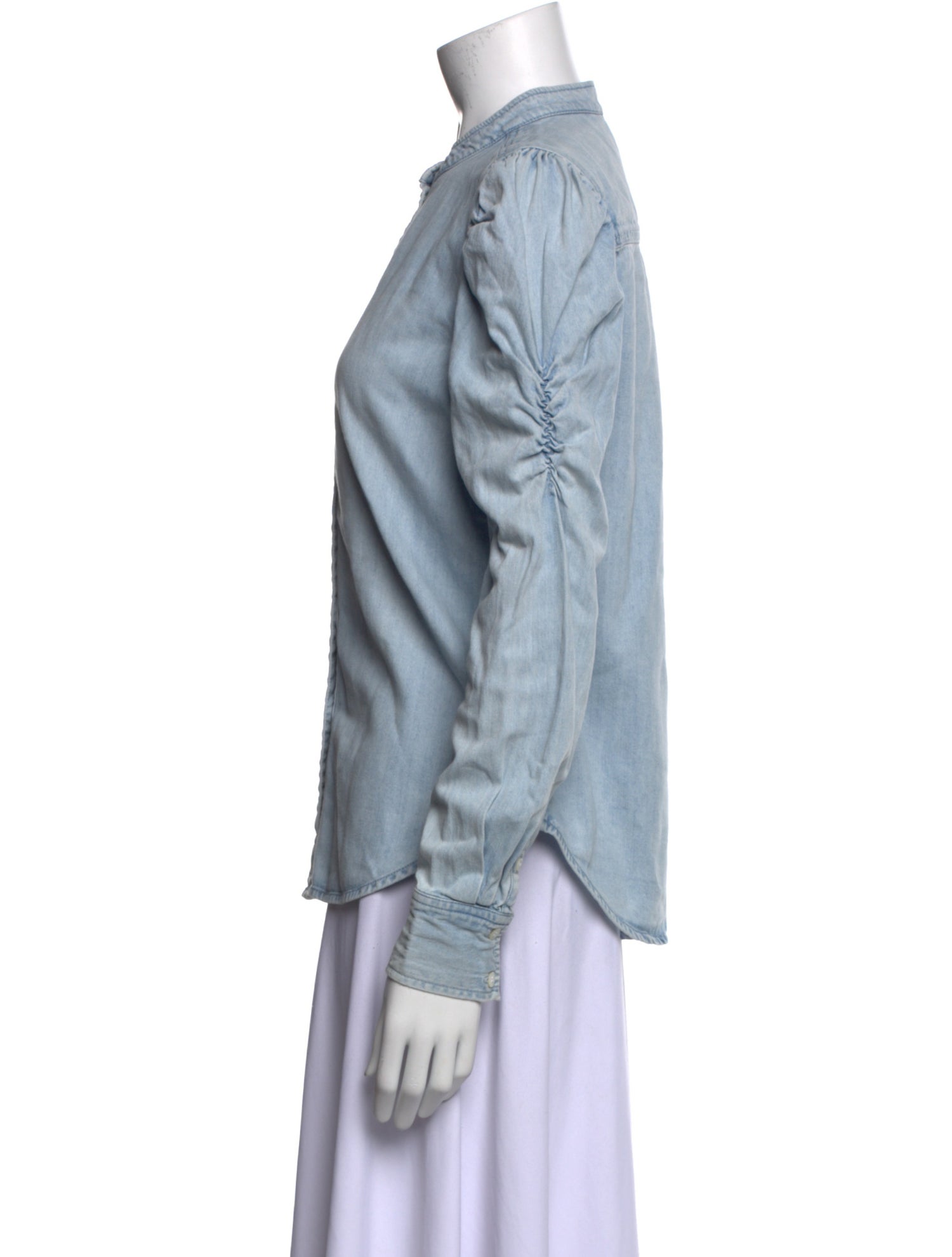 FRAME Mock Neck Long Sleeve Button-Up Top