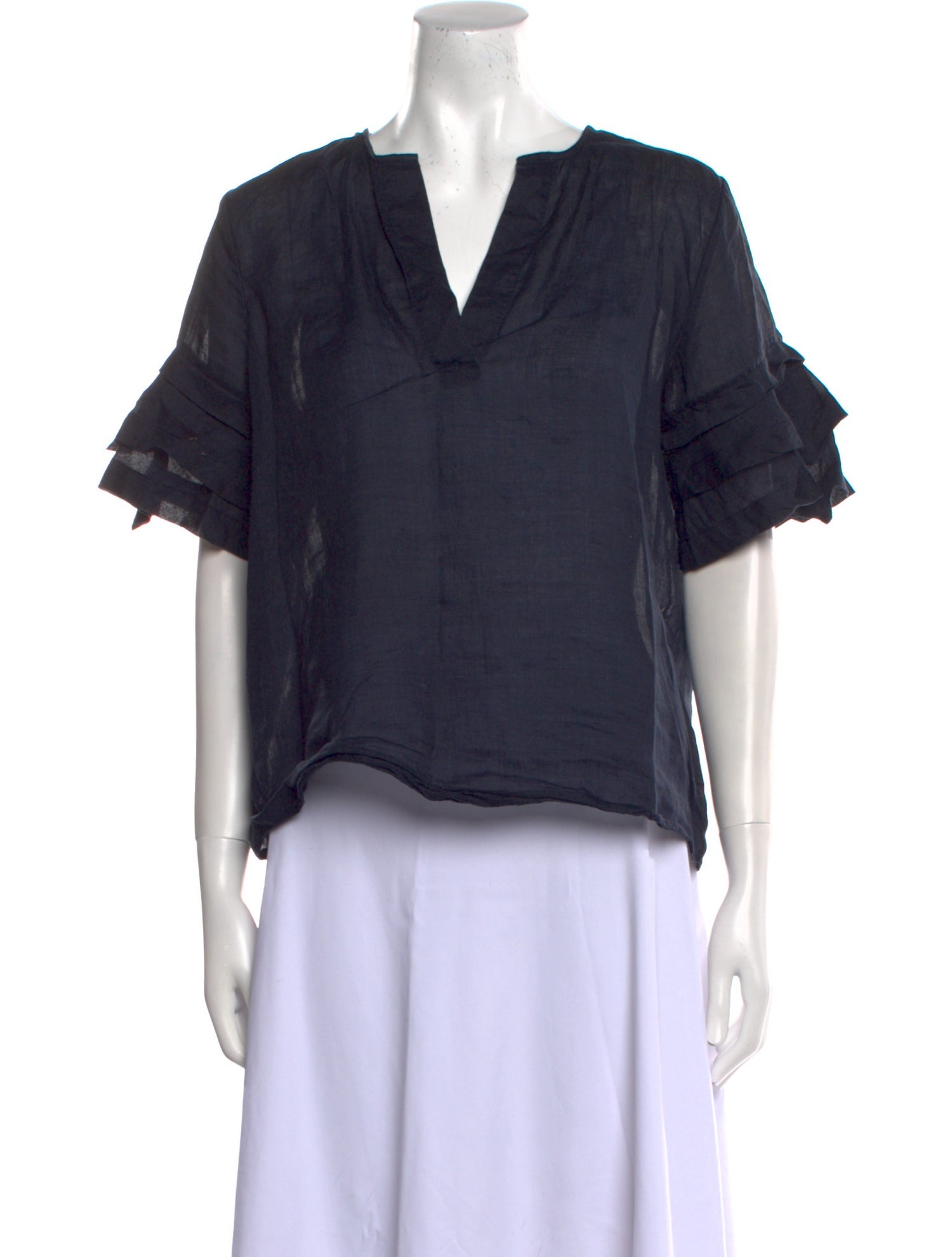 FRAME V-Neck Short Sleeve Blouse