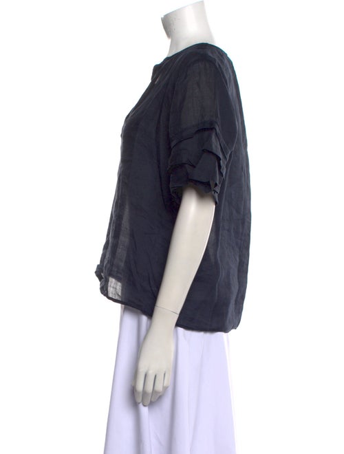 FRAME V-Neck Short Sleeve Blouse