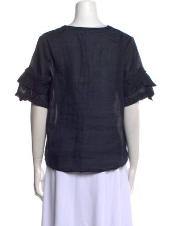 FRAME V-Neck Short Sleeve Blouse